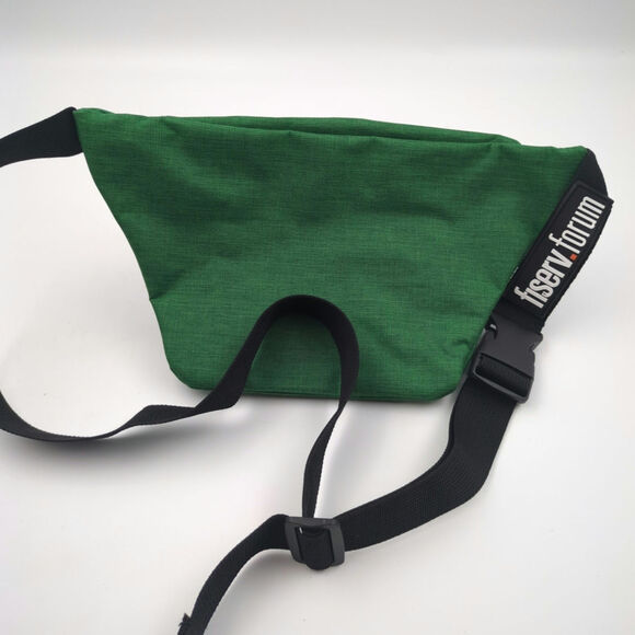 Green Milwaukee Bucks Fiserv Forum Canvas Double Pouch Fanny Pack Sling Belt Bag - Picture 3 of 5